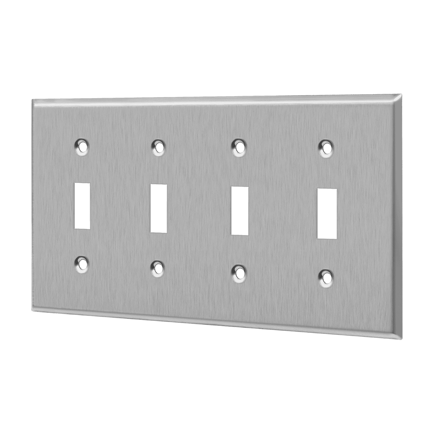 Toggle Switch Four-Gang Metal Wall Plate - Silver view 2