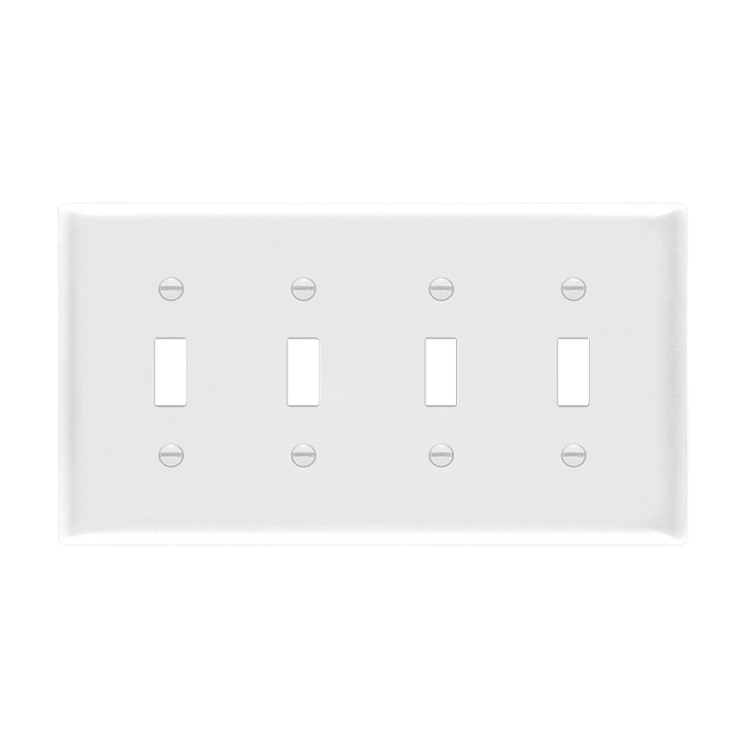 Toggle Switch Four-Gang Wall Plate, Mid-Size - White
