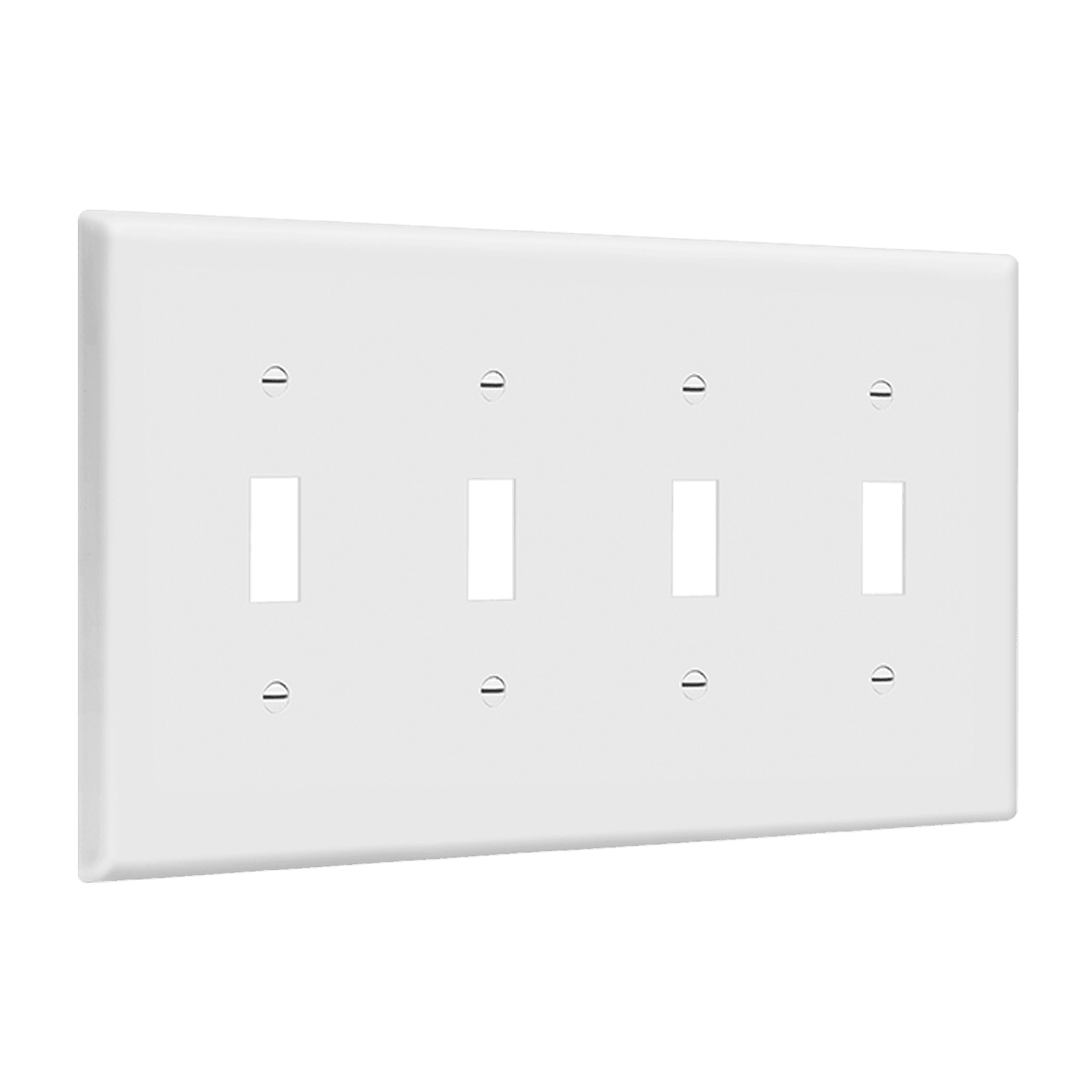 Toggle Switch Four-Gang Wall Plate, Mid-Size - White view 2