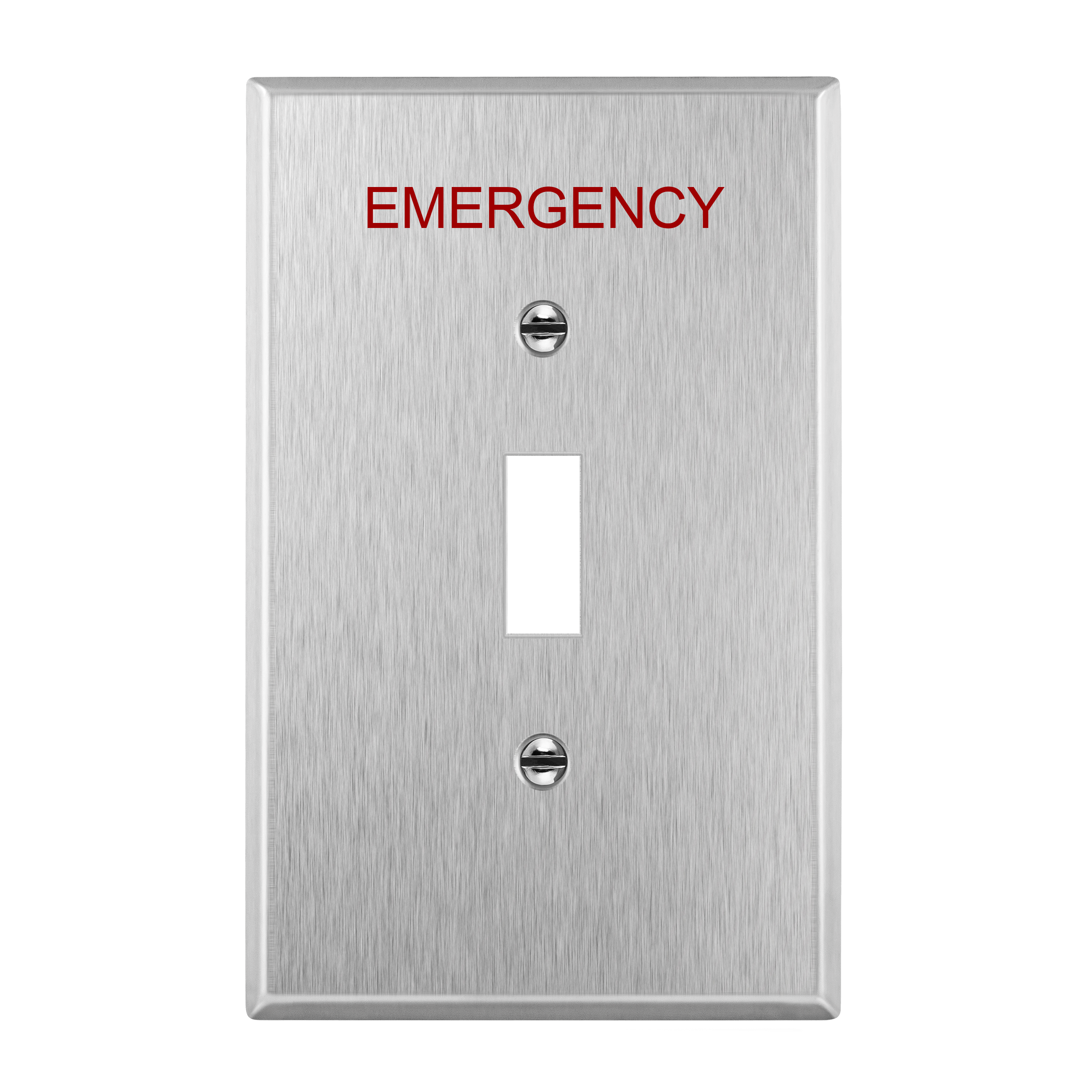 Toggle Switch One-Gang Emergency Metal Wall Plate, Mid-Size - Silver