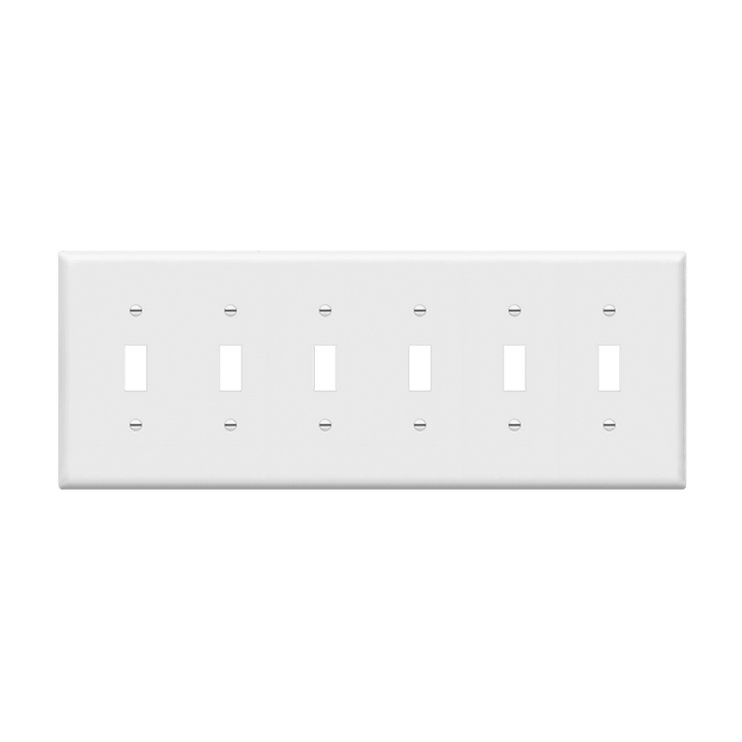 Toggle Switch Six-Gang Wall Plate, Mid-Size - White