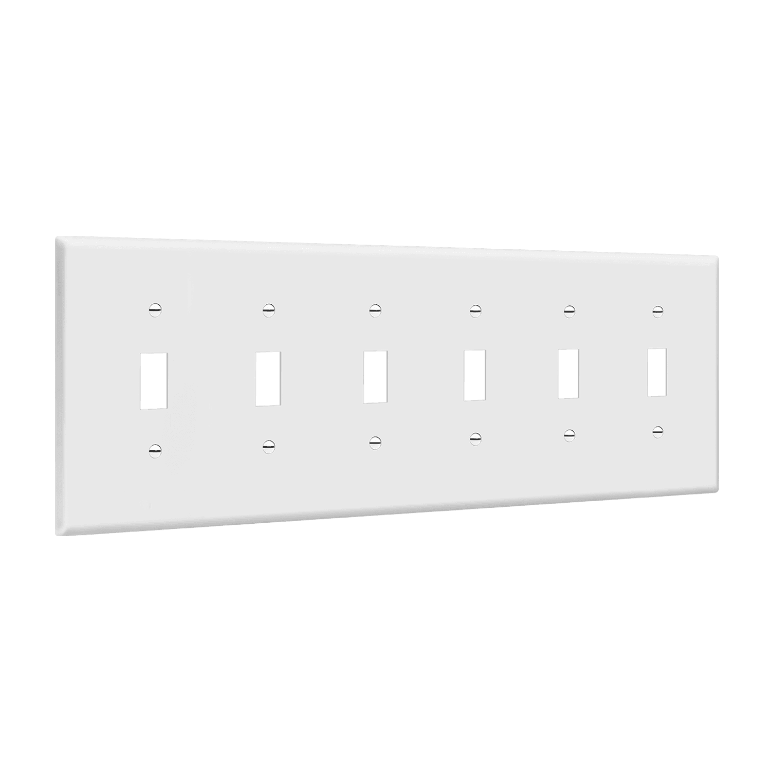 Toggle Switch Six-Gang Wall Plate, Mid-Size - White view 2