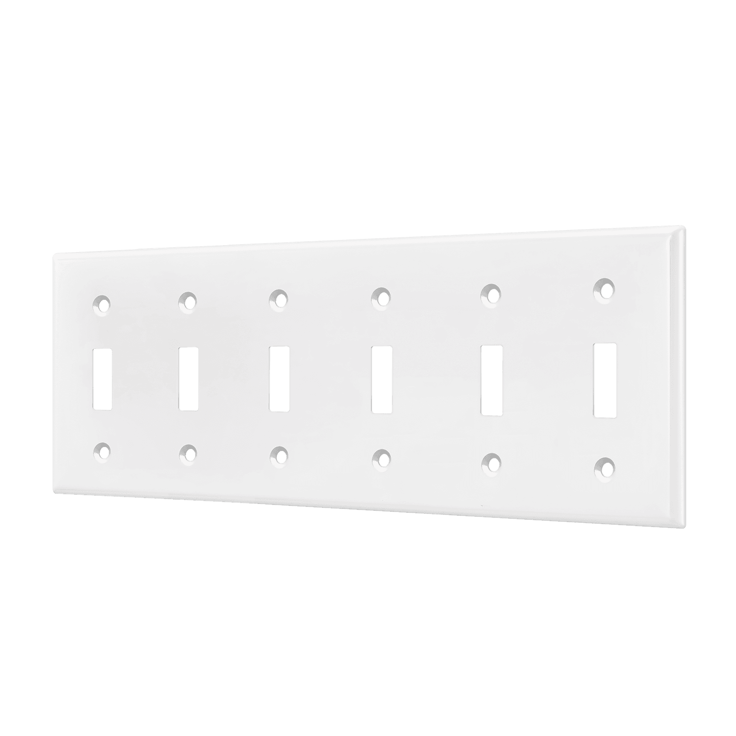 Toggle Switch Six-Gang Wall Plate - White view 2
