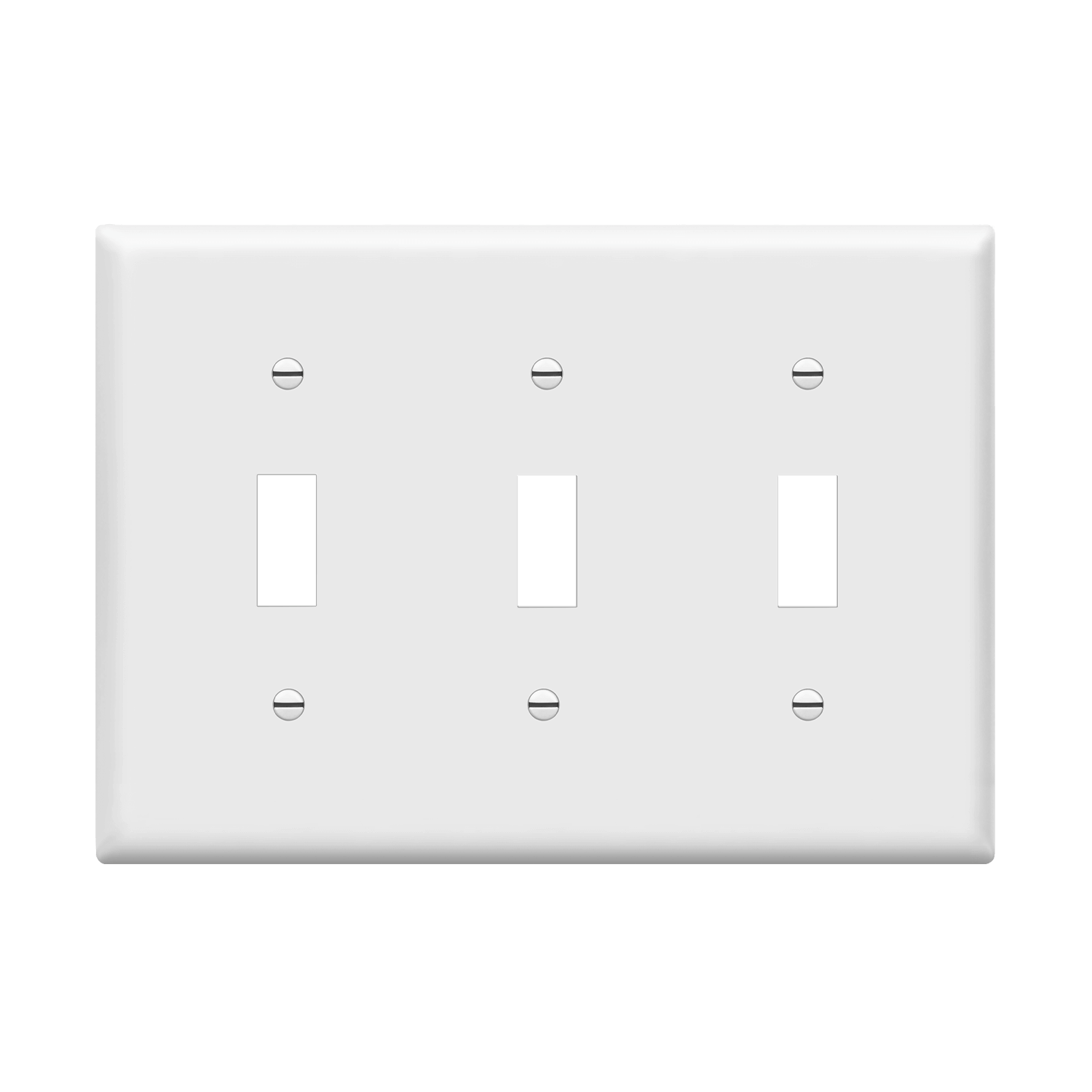 Toggle Switch Three-Gang Wall Plate, Mid-Size - White