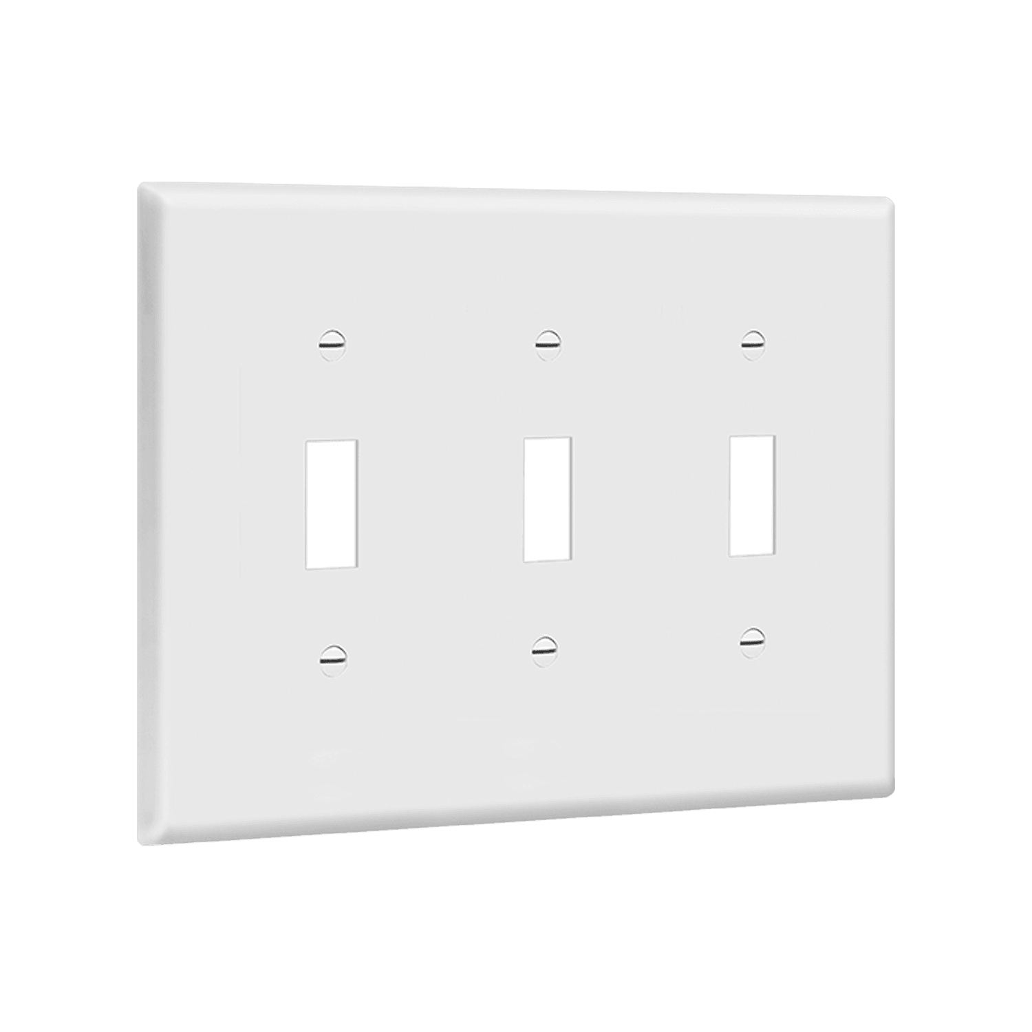 Toggle Switch Three-Gang Wall Plate, Mid-Size - White view 2