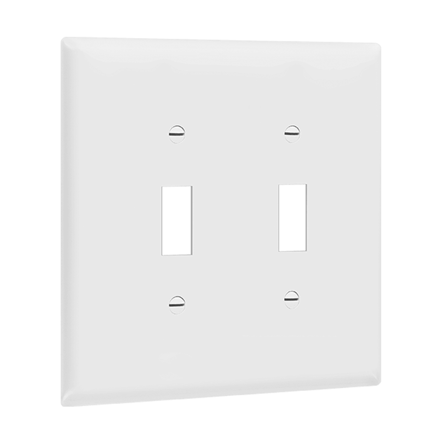 Toggle Switch Two-Gang Wall Plate, Mid-Size - White view 2