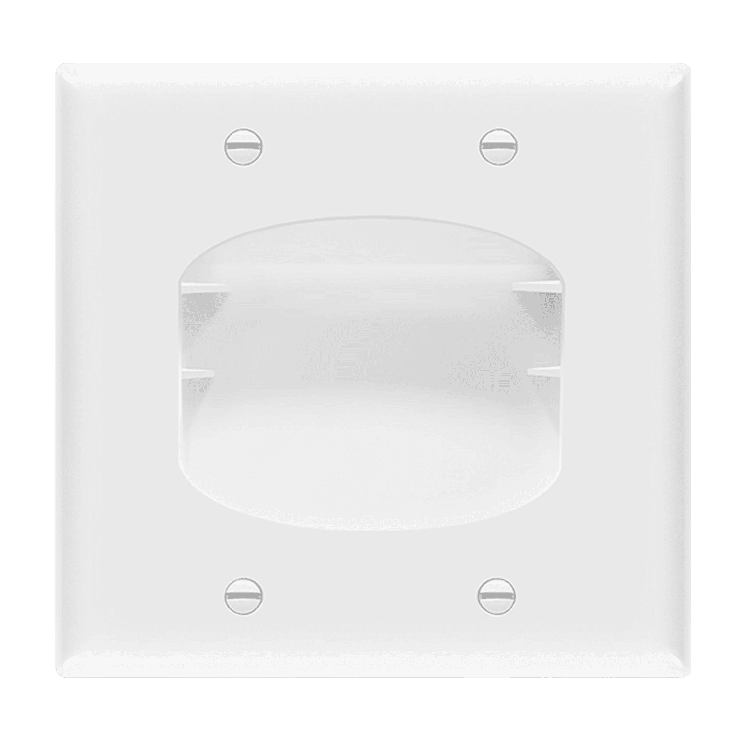 Two Gang Recessed Cable Wall Plate - White