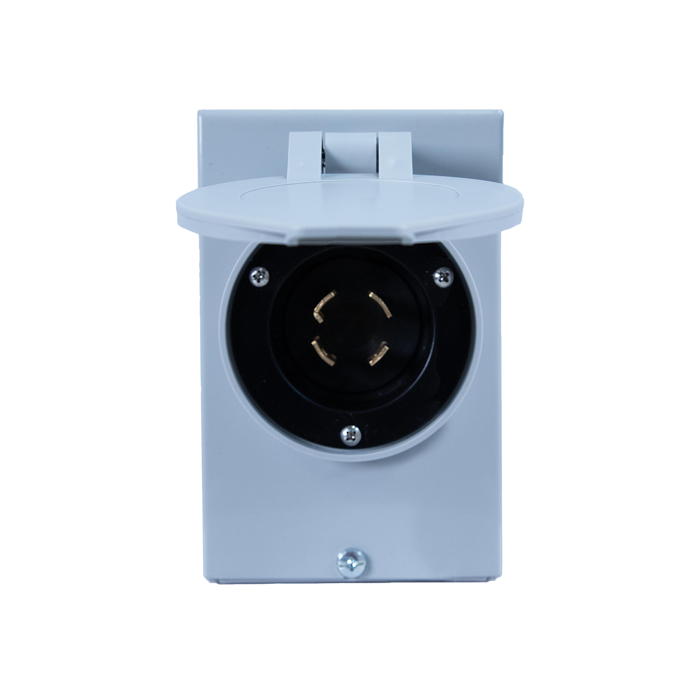 Weatherproof Power Inlet Outdoor Box, 125/250V, 30A 14-30P - Gray