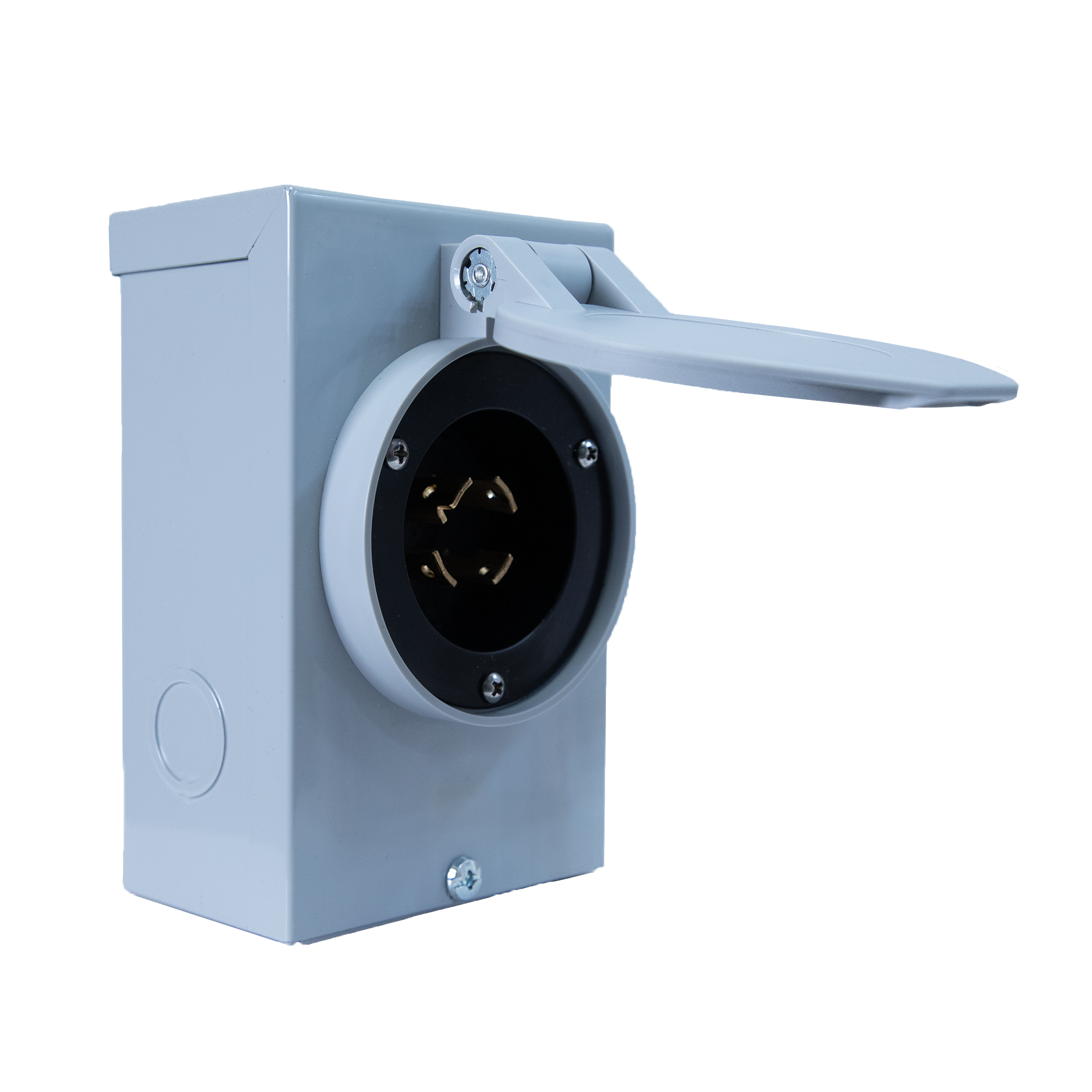 Weatherproof Power Inlet Outdoor Box, 125/250V, 30A 14-30P - Gray view 2